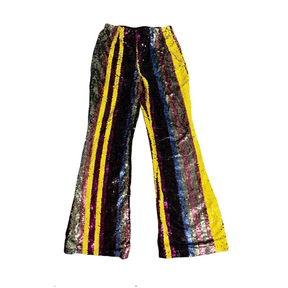 Final Sale! Bundle! ✨Forever 21✨ Retro Vibes Multicolor Sequin Flare Pants - Picture 3 of 5
